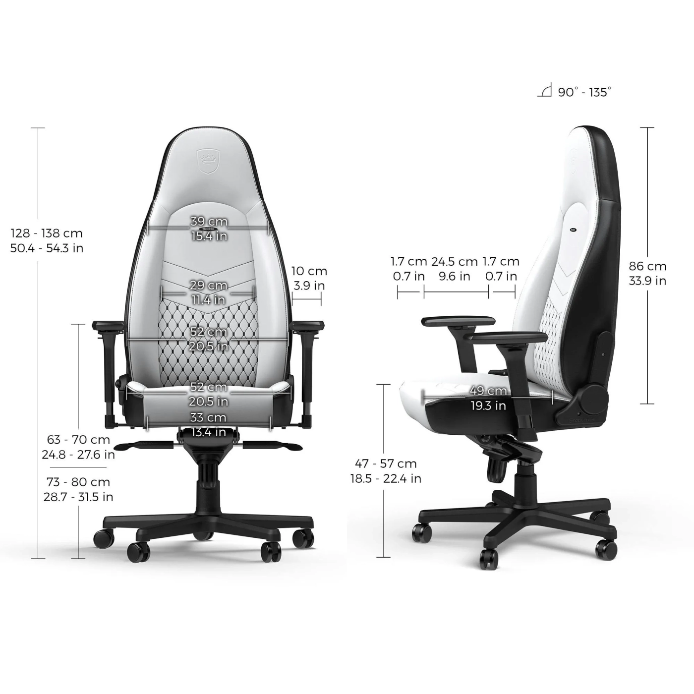 Купити Крісло для геймерів Noblechairs Icon PU leather white/black (NBL-ICN-PU-WBK) - фото 11