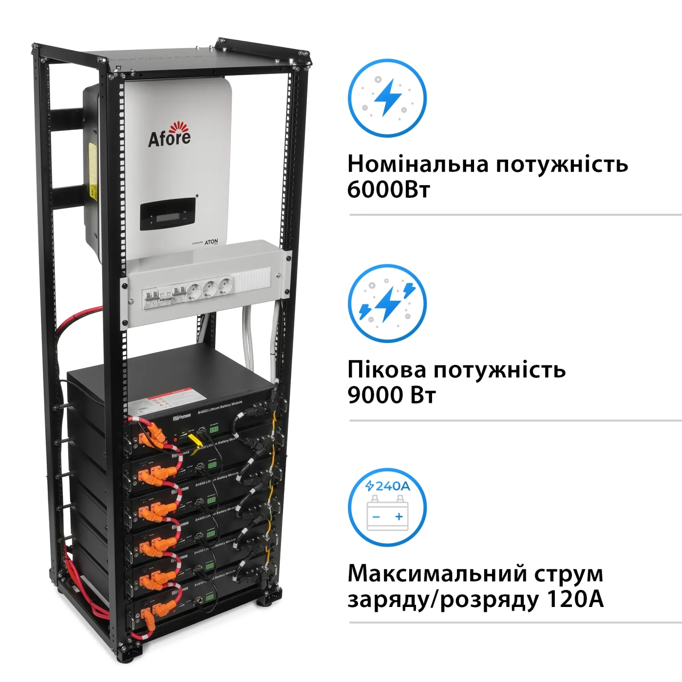 Купити Система зберігання енергії Solarverse SVR32-1AF6K1-LDY14.4K1-0 6kW 14.4kWh 6BAT LiFePO4 6000 циклів - фото 2