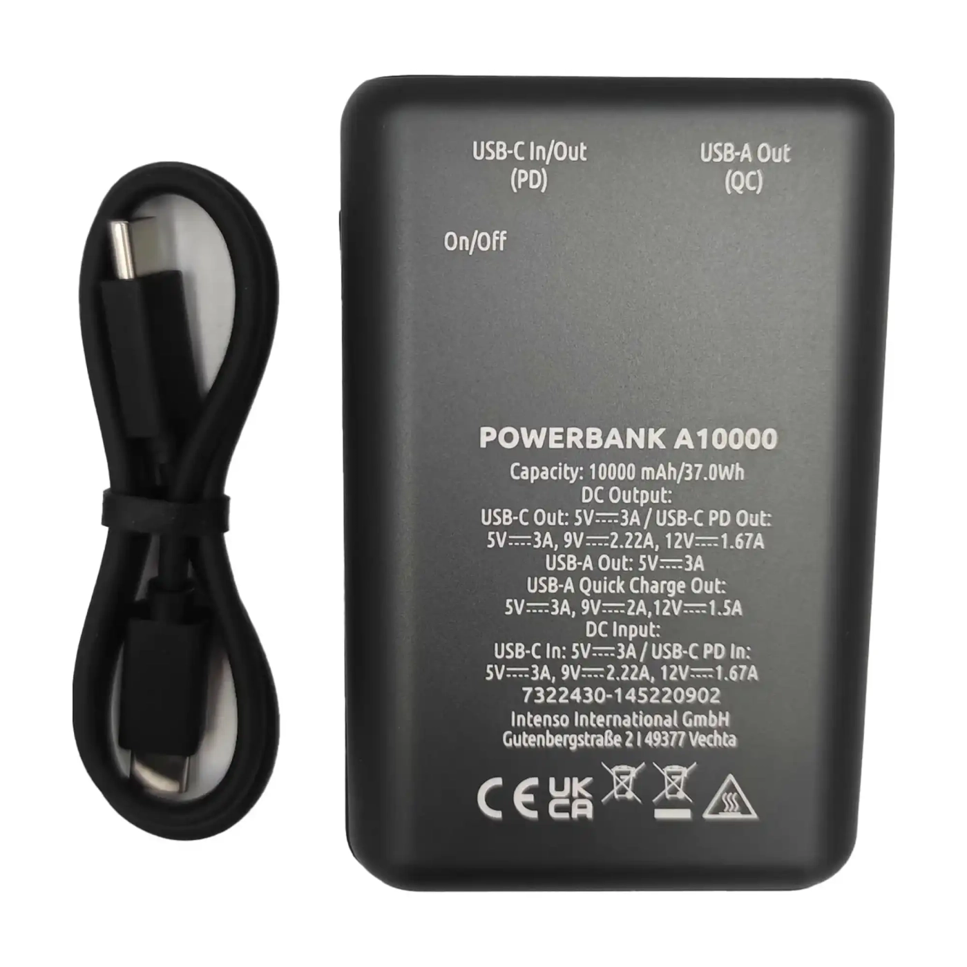 Купить Павербанк УМБ Intenso A10000 3A 10000mAh, PD/QC3.0 20W USB-C Out (732243) Black - фото 4