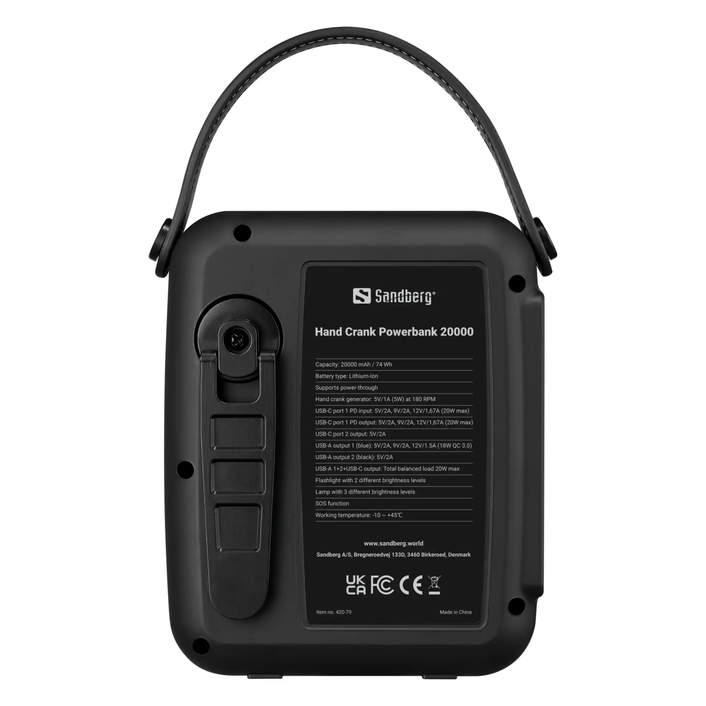 Купить Павербанк УМБ Sandberg 20000mAh 20W, динамо-зарядка, UPS mode, QC3.0, 2хUSB 2xType-C (420-79) Black - фото 2