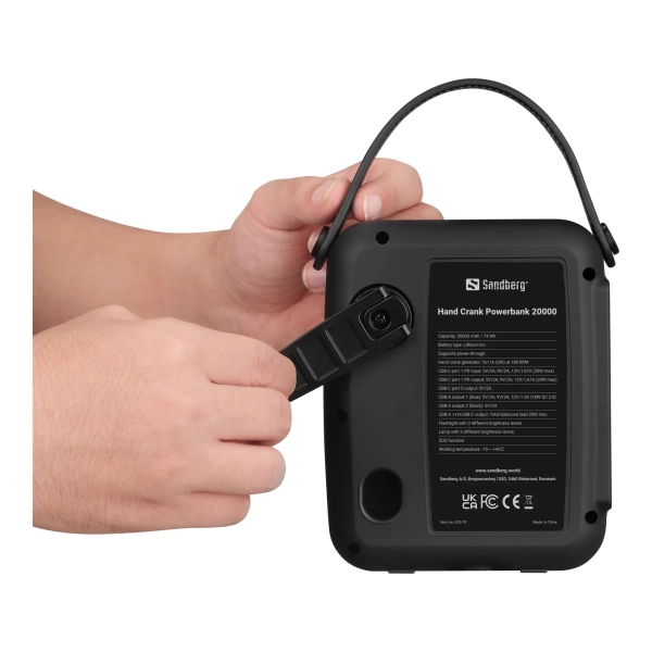 Купить Павербанк УМБ Sandberg 20000mAh 20W, динамо-зарядка, UPS mode, QC3.0, 2хUSB 2xType-C (420-79) Black - фото 3