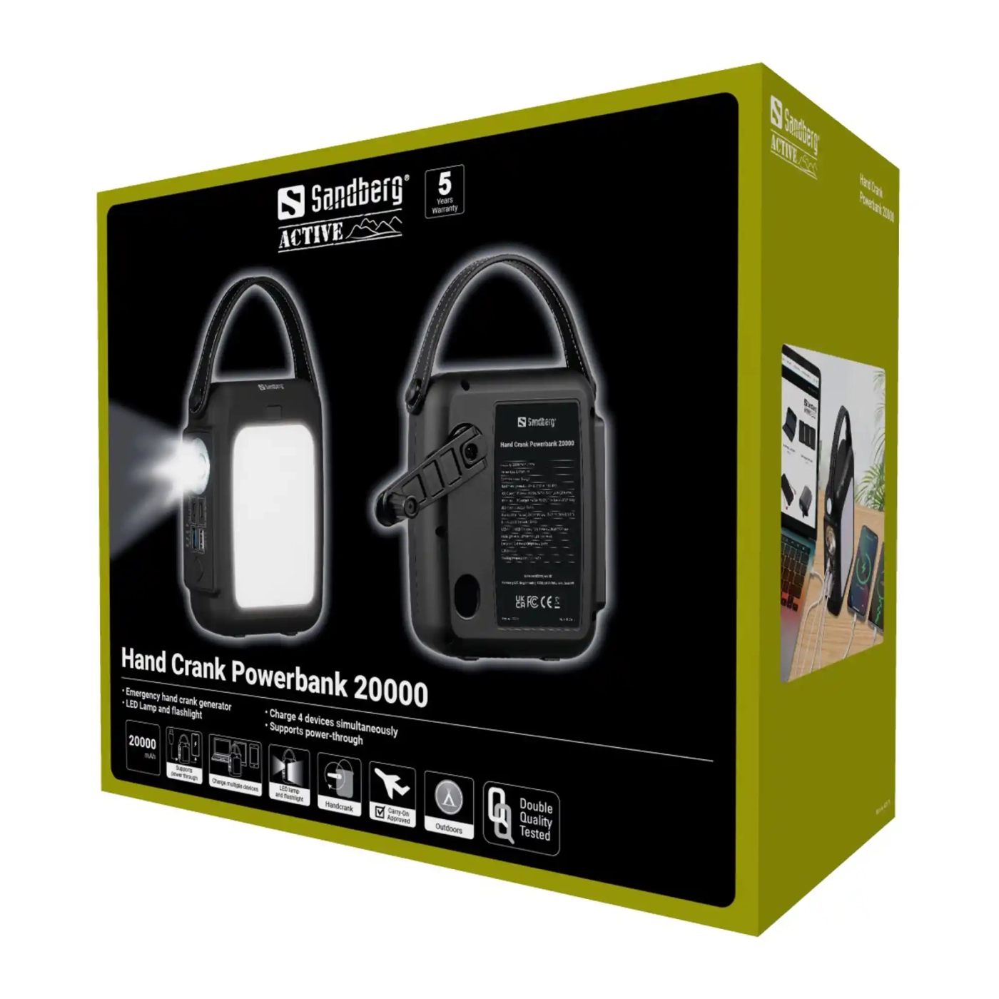 Купить Павербанк УМБ Sandberg 20000mAh 20W, динамо-зарядка, UPS mode, QC3.0, 2хUSB 2xType-C (420-79) Black - фото 5