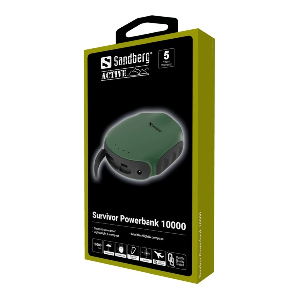Купить Павербанк УМБ Sandberg Survivor 10000mAh, 2xUSB, IPX6 (420-60) Green - фото 6