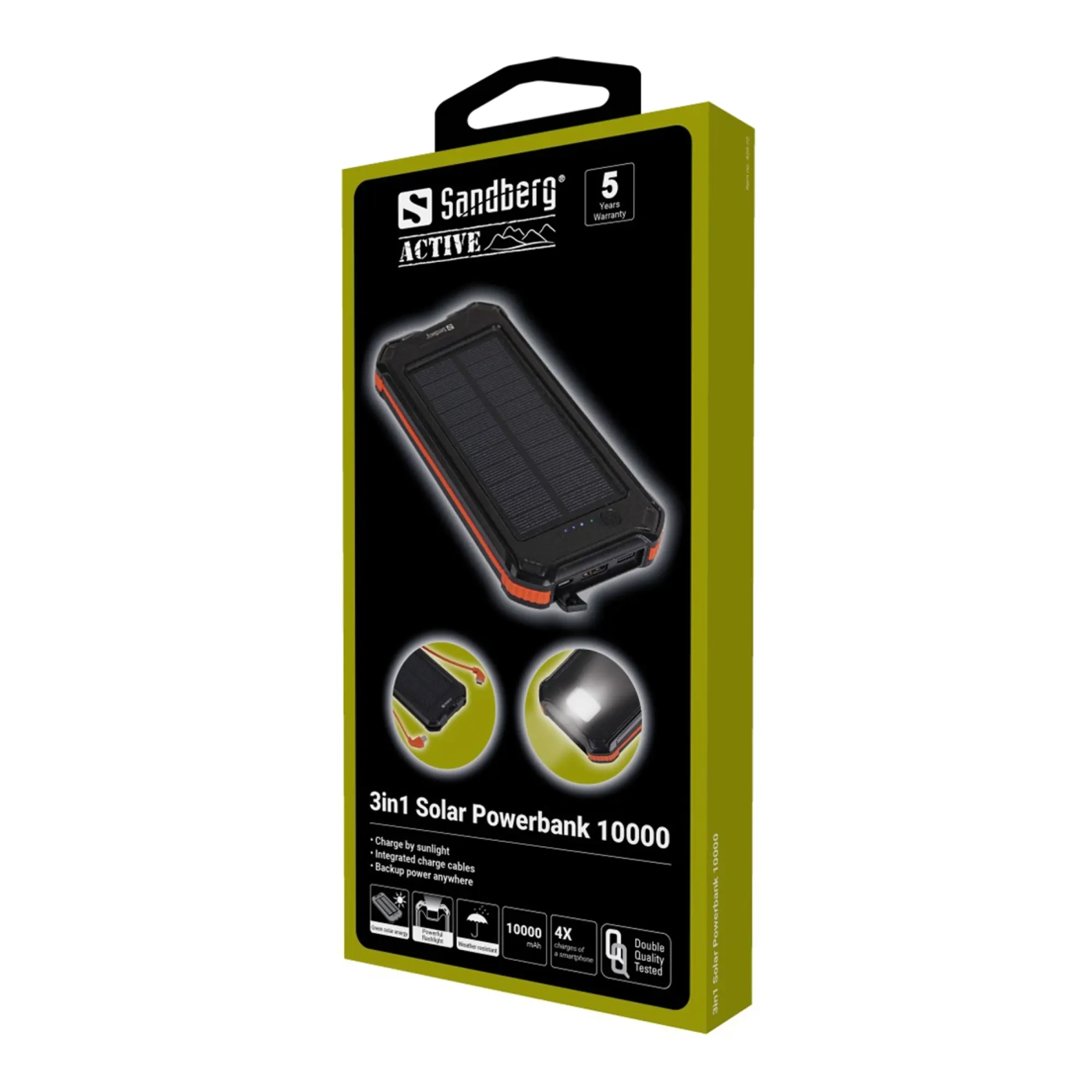 Купити Павербанк УМБ сонячна Sandberg 3in1 10000 mAh, UPS mode, 2.1A USB, Type-C/Micro USB OUT IP54 (420-72) Black - фото 3