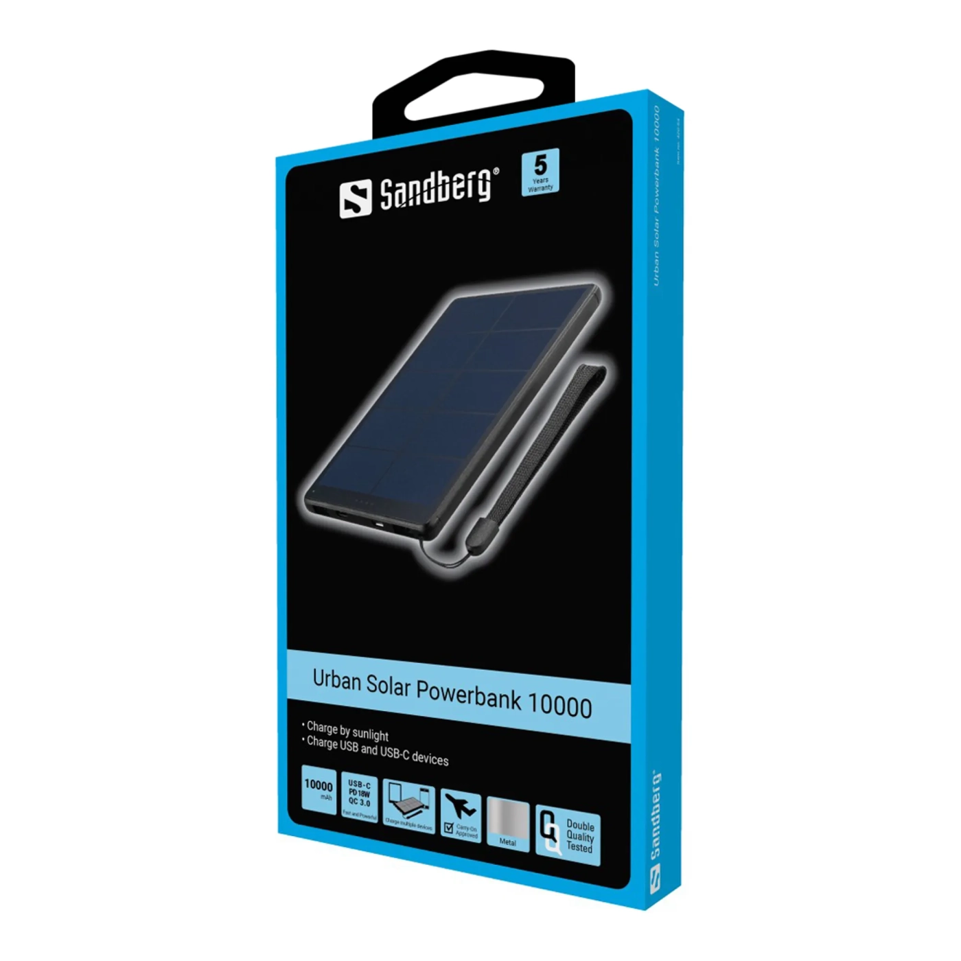 Купити Павербанк УМБ сонячна Sandberg PD Urban 10000 mAh, UPS mode, PD QC 3.0, 2xUSB, Type-C OUT (420-54_VW) Black - фото 4