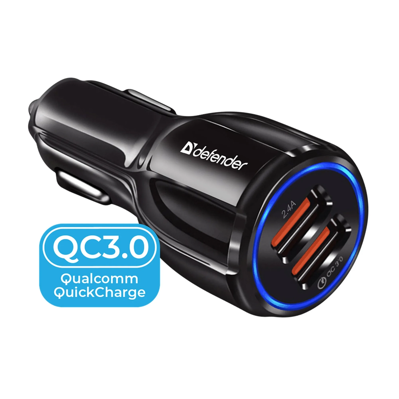 Купити Автозарядка Defender UCA-100 2xUSB 30W (2xUSB-A) QC3.0 3А Black (83833) - фото 1