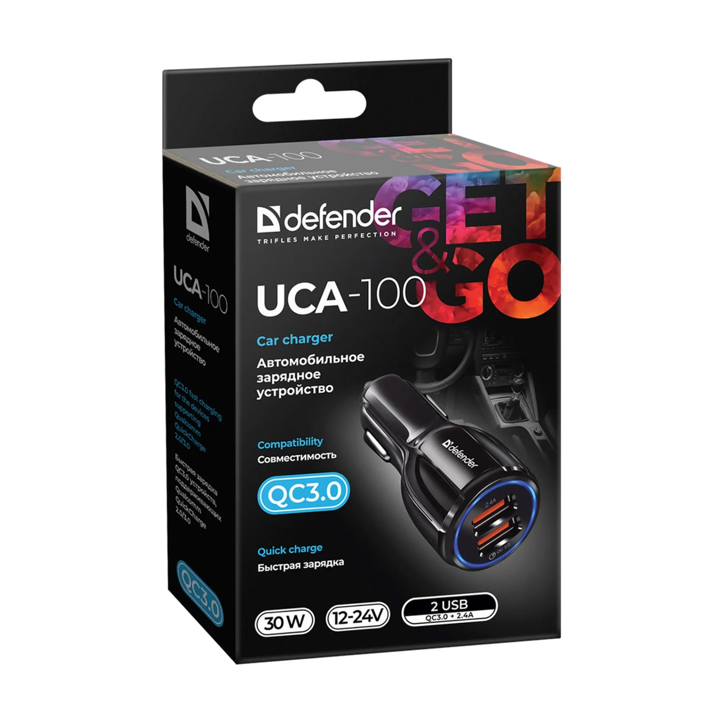 Купити Автозарядка Defender UCA-100 2xUSB 30W (2xUSB-A) QC3.0 3А Black (83833) - фото 3