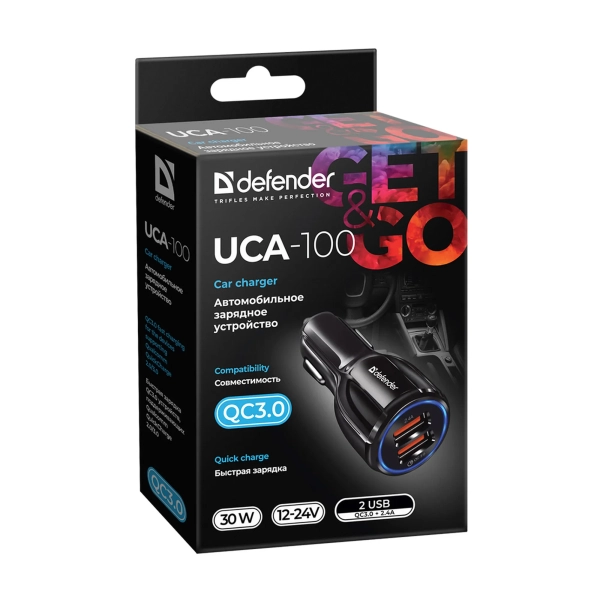 Купити Автозарядка Defender UCA-100 2xUSB 30W (2xUSB-A) QC3.0 3А Black (83833) - фото 3