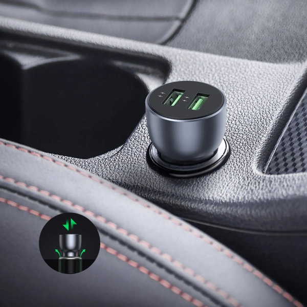 Купить Автозарядка Ugreen CD213 2xUSB 36W (USB-A) QC 4.0 Gray (10144) - фото 6