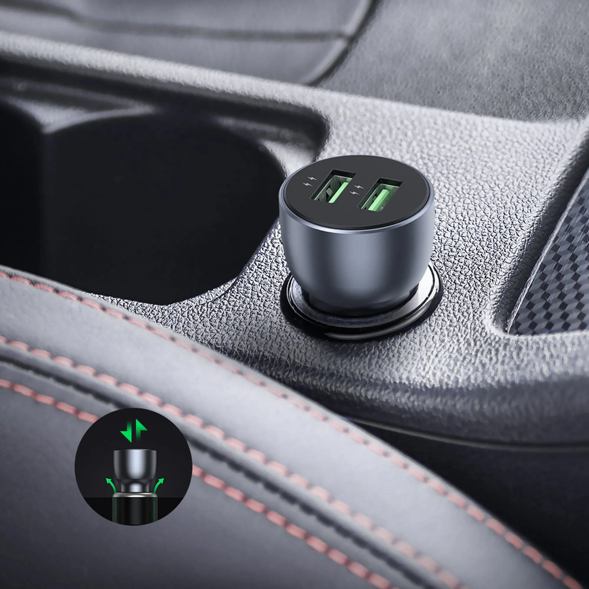 Купить Автозарядка Ugreen CD213 2xUSB 36W (USB-A) QC 4.0 Gray (10144) - фото 6