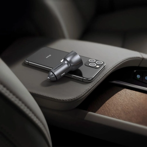 Купить Автозарядка Ugreen CD213 2xUSB 36W (USB-C+USB-A) QC 3.0+ Cosmic Gray (60980) - фото 7