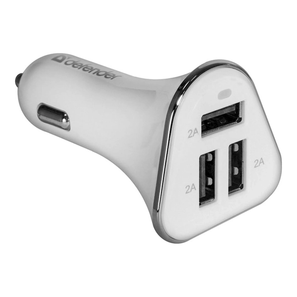 Купить Автозарядка Defender UCA-04 3xUSB (USB-A) 6A White (83566) - фото 1
