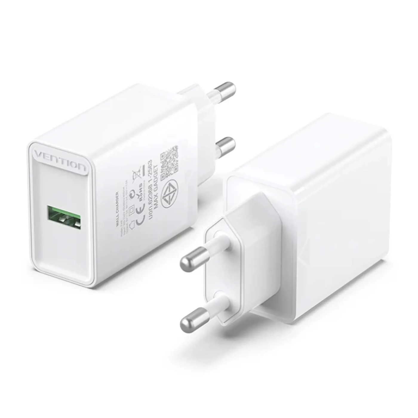 Купити Зарядний пристрій Vention 1xUSB 18W (USB-A) QC3.0 White (FABW0-EU) - фото 3