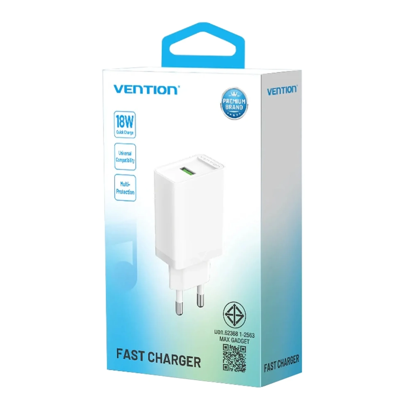 Купити Зарядний пристрій Vention 1xUSB 18W (USB-A) QC3.0 White (FABW0-EU) - фото 5