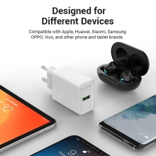 Купити Зарядний пристрій Vention 1xUSB 18W (USB-A) QC3.0 White (FABW0-EU) - фото 9