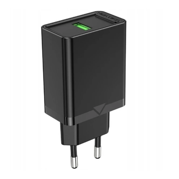 Купить Зарядное устройство Vention 1xUSB 18W (USB-A) QC3.0 Black (FABB0-EU) - фото 1