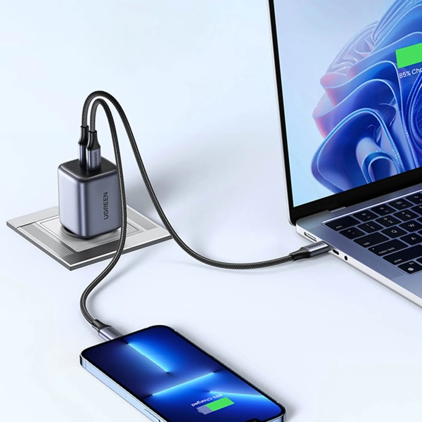 Купить Зарядное устройство Ugreen CD294 2xUSB 45W GAN (Type-C 25W+20W) PD Gray (90573) - фото 4