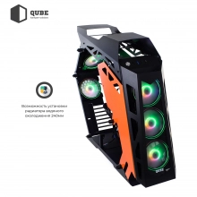 Купити Корпус QUBE STALKER Max Black-Orange (STALKER_FMBE3) + набор кабелей для БП QUBE Black-Orangе (QBWSET24P2x8P2x8PBO) - фото 9