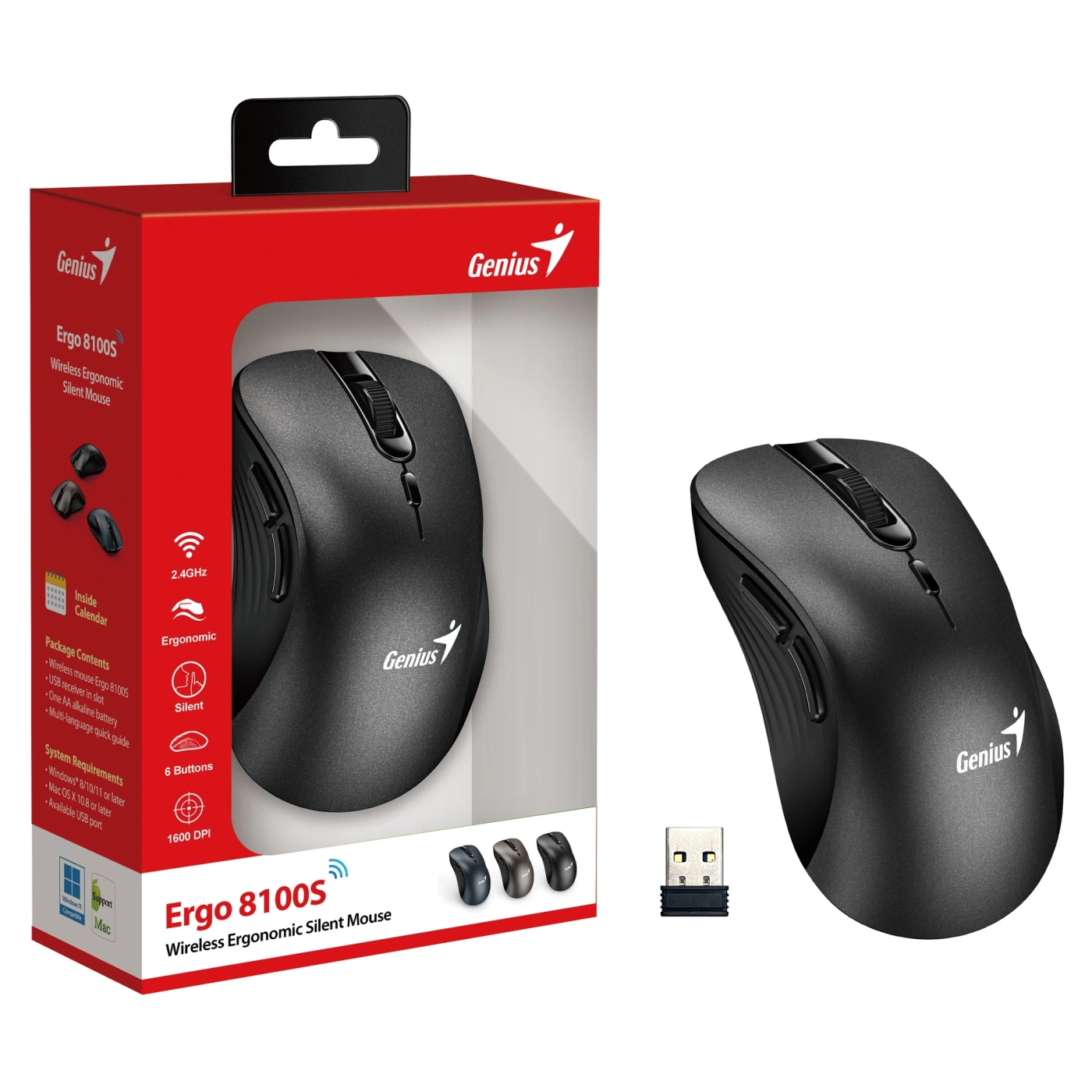 Купить Мышь Genius Ergo 8100S WL Silent Black (31030040400) - фото 4