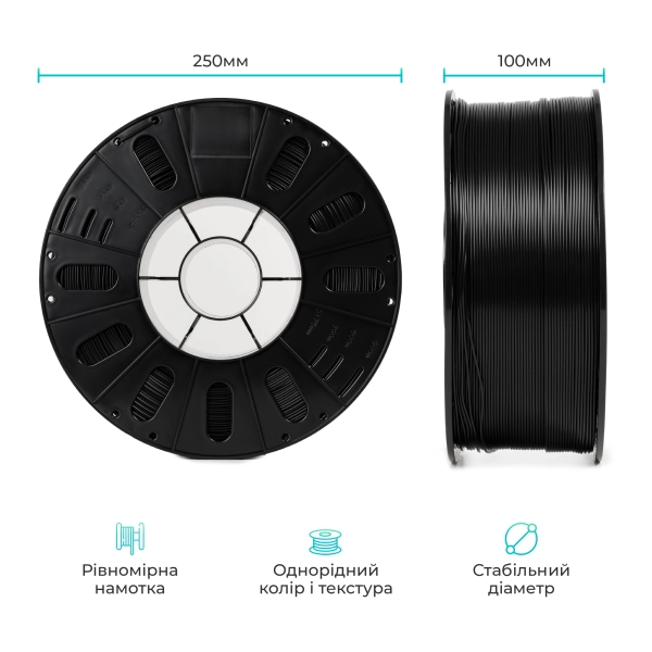 Купити PETG Filament (пластик) для 3D принтера CREALITY&ARTLINE 3кг, 1.75мм, чорний (3399010140) - фото 6