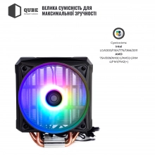 Купити Процесорный кулер QUBE QB-OL1100 (120mm/3pin/600-1500RPM/31dBA/6 тепл. трубки/ARGB) - фото 5