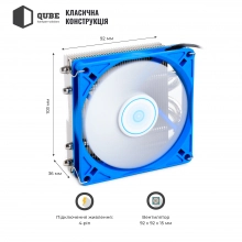 Купити Процесорний кулер QUBE QB-OL400 Blue (92mm/4pin/800-3000RPM/33dBA/4 тепл. трубки) - фото 2