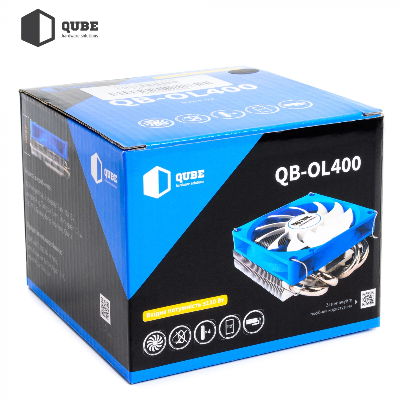 Купити Процесорний кулер QUBE QB-OL400 Blue (92mm/4pin/800-3000RPM/33dBA/4 тепл. трубки) - фото 8