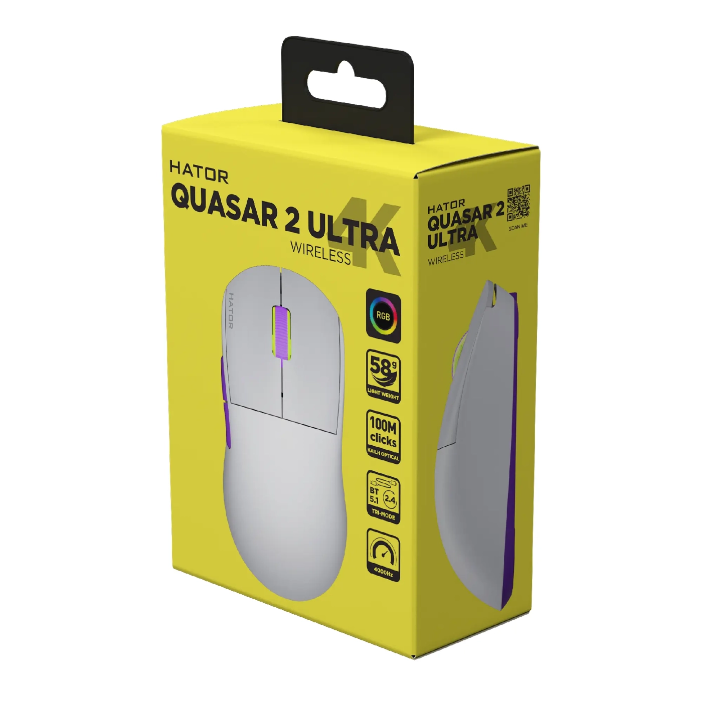 Купить Мышь HATOR Quasar 2 Ultra 4K wireless White/Lilac (HTM571WL) - фото 5