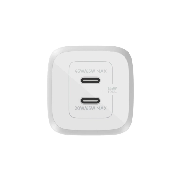 Купити Зарядний пристрій Belkin 65W 2хUSB-С GAN PD PPS + кабель USB-С to USB-C 2m White (WCH013VF2MWH-B6) - фото 4