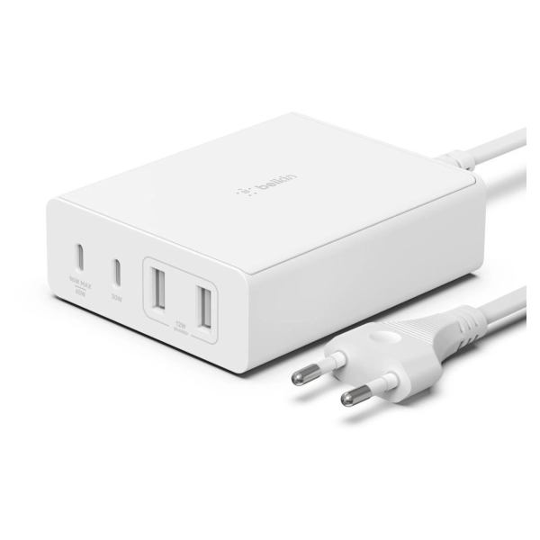 Купить Зарядное устройство Belkin 108Вт 2хUSB-С GAN PD PPS/2хUSB-A, White (WCH010VFWH) - фото 1