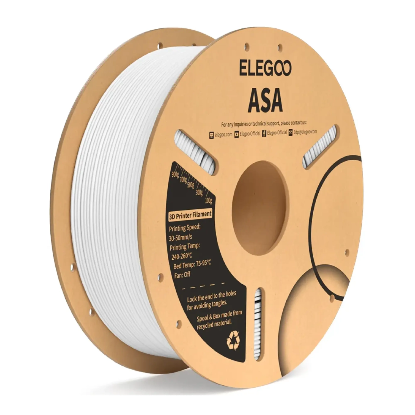 Купить ASA Filament (пластик) для 3D принтера ELEGOO 1кг, 1.75мм, белый (50.203.0183) - фото 1
