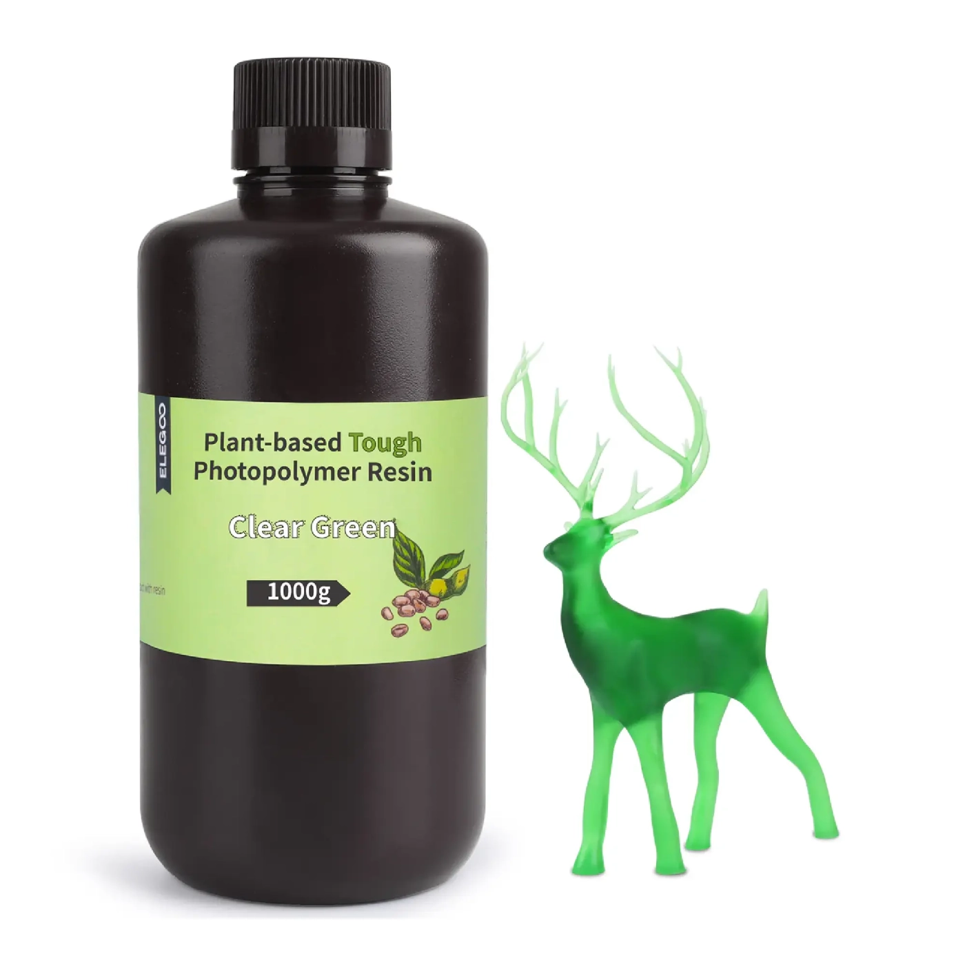 Купить Фотополимерная смола ELEGOO Plant-Based Resin 1кг, прозрачный зеленый (50.103.0032) - фото 1
