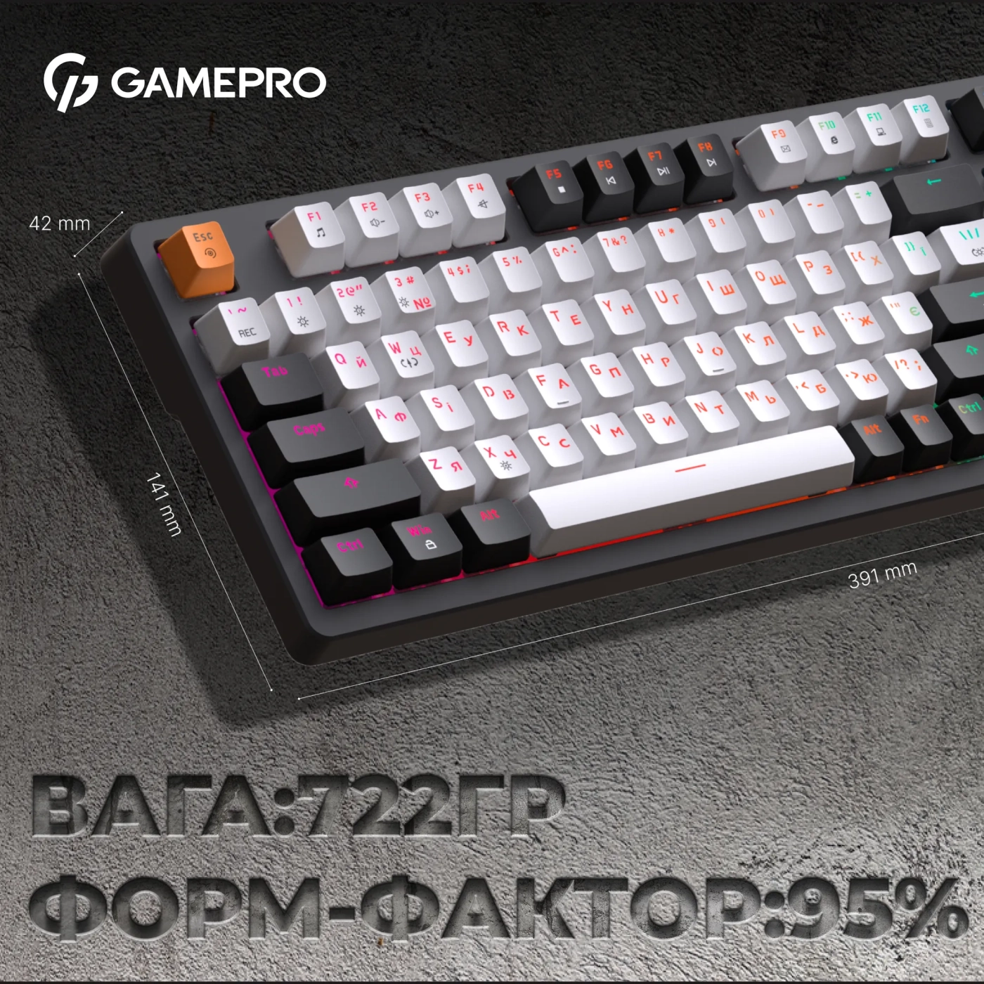 Купить Клавиатура GamePro MK170B Hot-Swap Red Switch RGB Black - фото 7