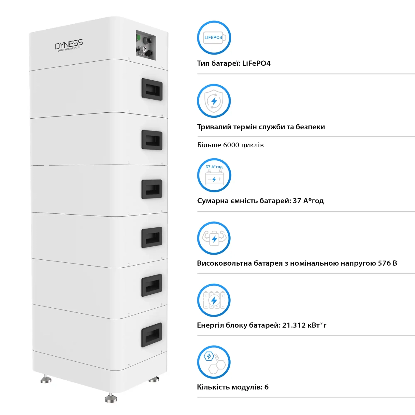 Купити Система зберігання енергії Afore AF12K-MTH-1DY21.3K-LFP 12kW 21.312kWh 1BAT LiFePO4 6000 циклів - фото 4
