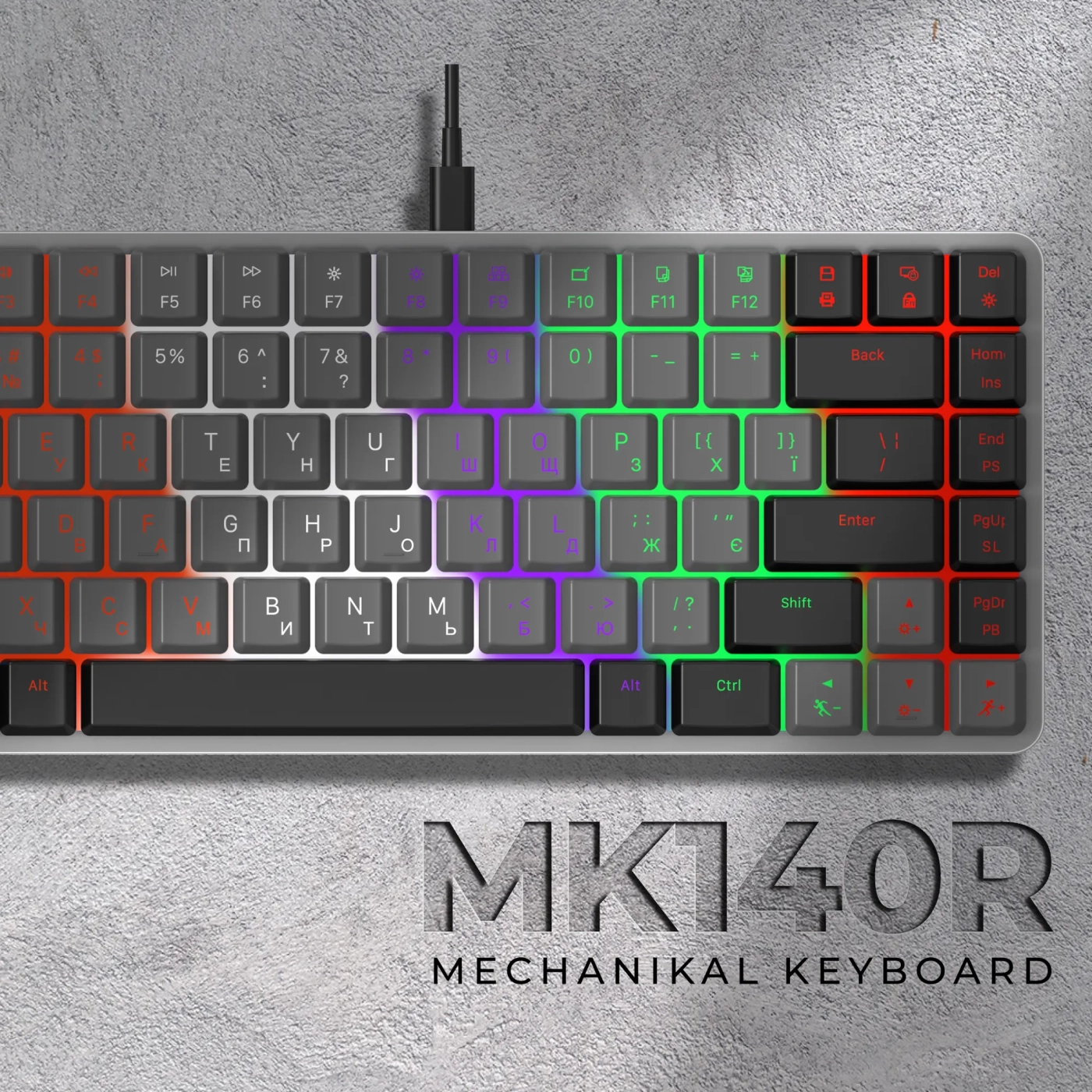 Купить Клавиатура GamePro MK140R Red Swich Low Profile USB Dark Gray - фото 4