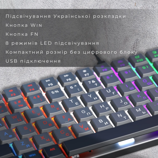 Купить Клавиатура GamePro MK140R Red Swich Low Profile USB Dark Gray - фото 9