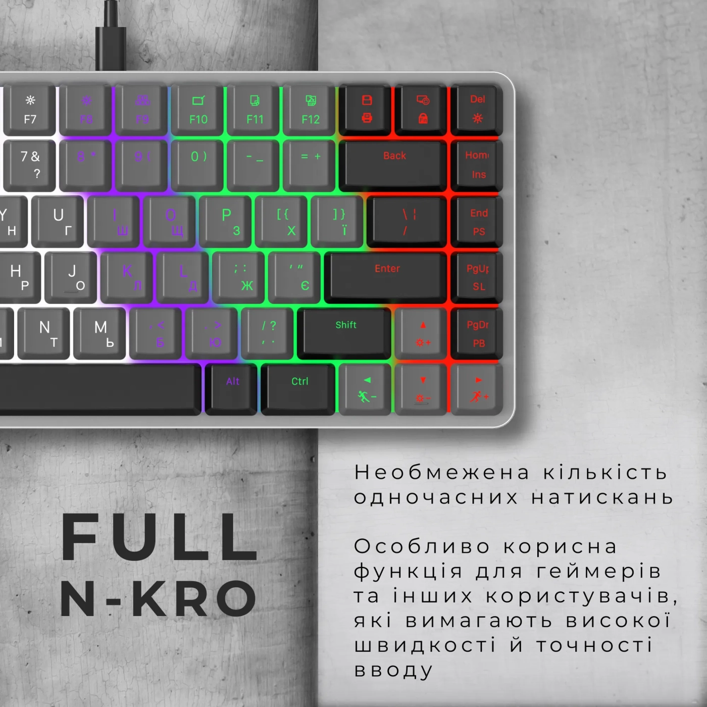 Купить Клавиатура GamePro MK140R Red Swich Low Profile USB Dark Gray - фото 10