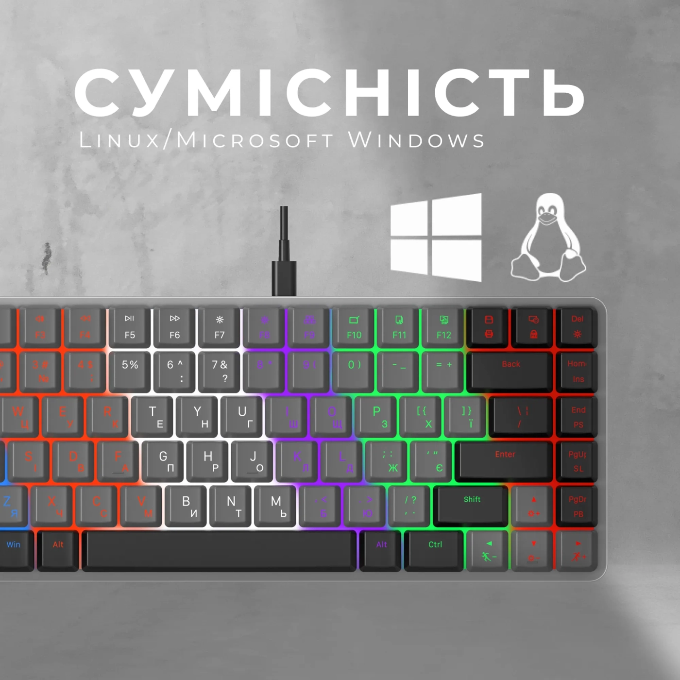 Купить Клавиатура GamePro MK140R Red Swich Low Profile USB Dark Gray - фото 11