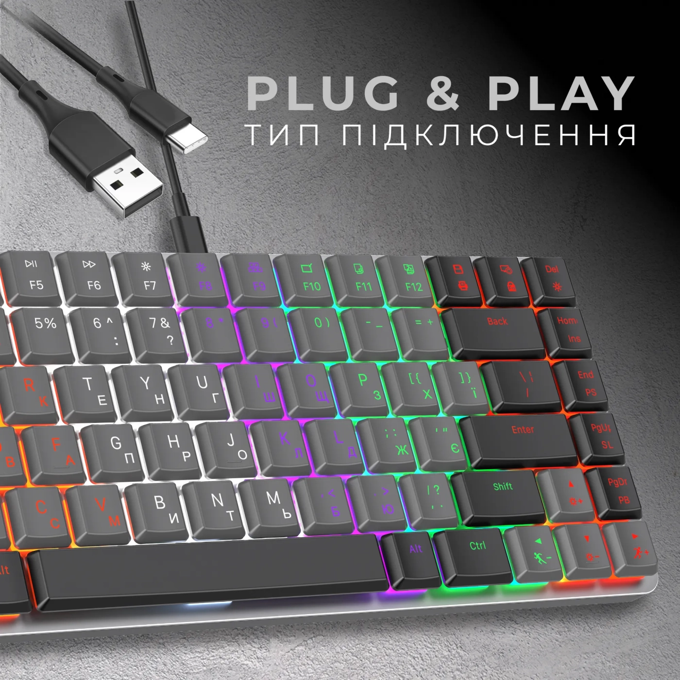 Купить Клавиатура GamePro MK140R Red Swich Low Profile USB Dark Gray - фото 12