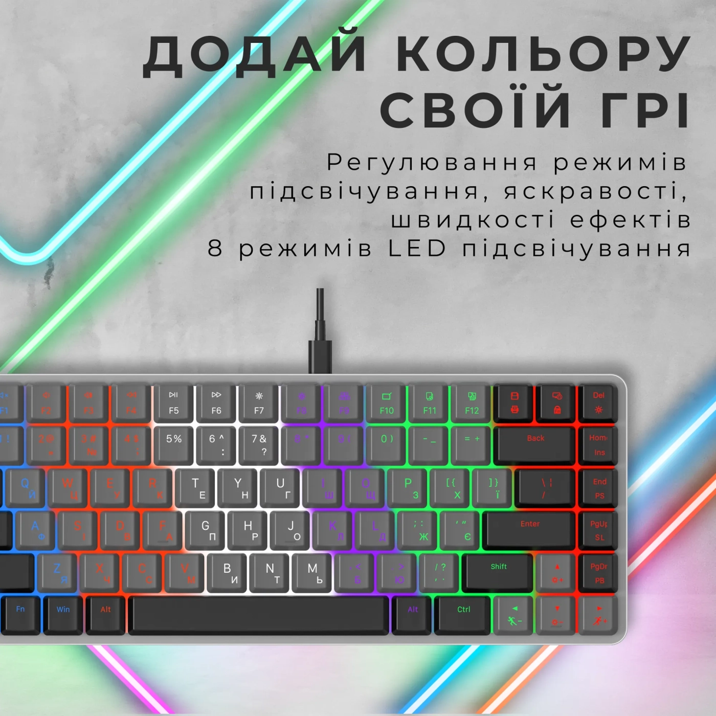 Купить Клавиатура GamePro MK140R Red Swich Low Profile USB Dark Gray - фото 13