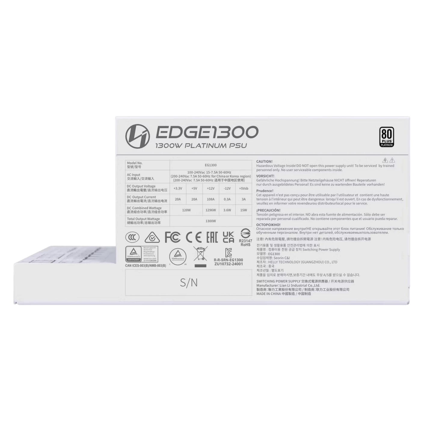 Купити Блок живлення Lian Li EDGE1300 80 PLUS Platinum White (G9P.EG1300.WE00.EU) - фото 4