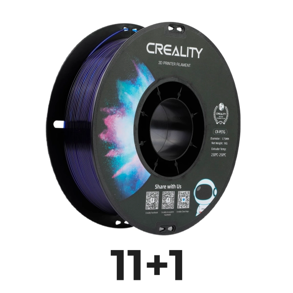 Купить PETG Filament (пластик) для 3D принтера CREALITY 11кг+1кг, 1.75мм, прозрачный (синий) (3301030036x12) - фото 1