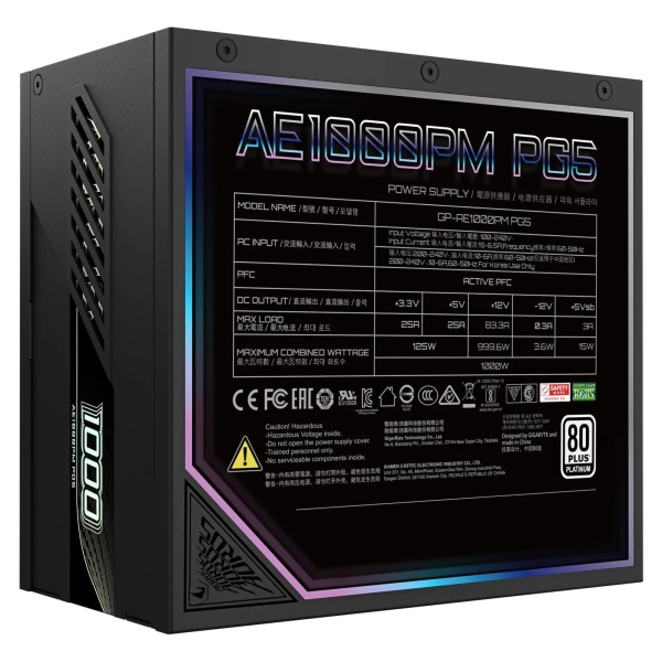 Купить Блок питания Gigabyte AE1000PM PG5 1000W 80+ Platinum Modular PCIe 5.0 (GP-AE1000PM PG5) Black - фото 6