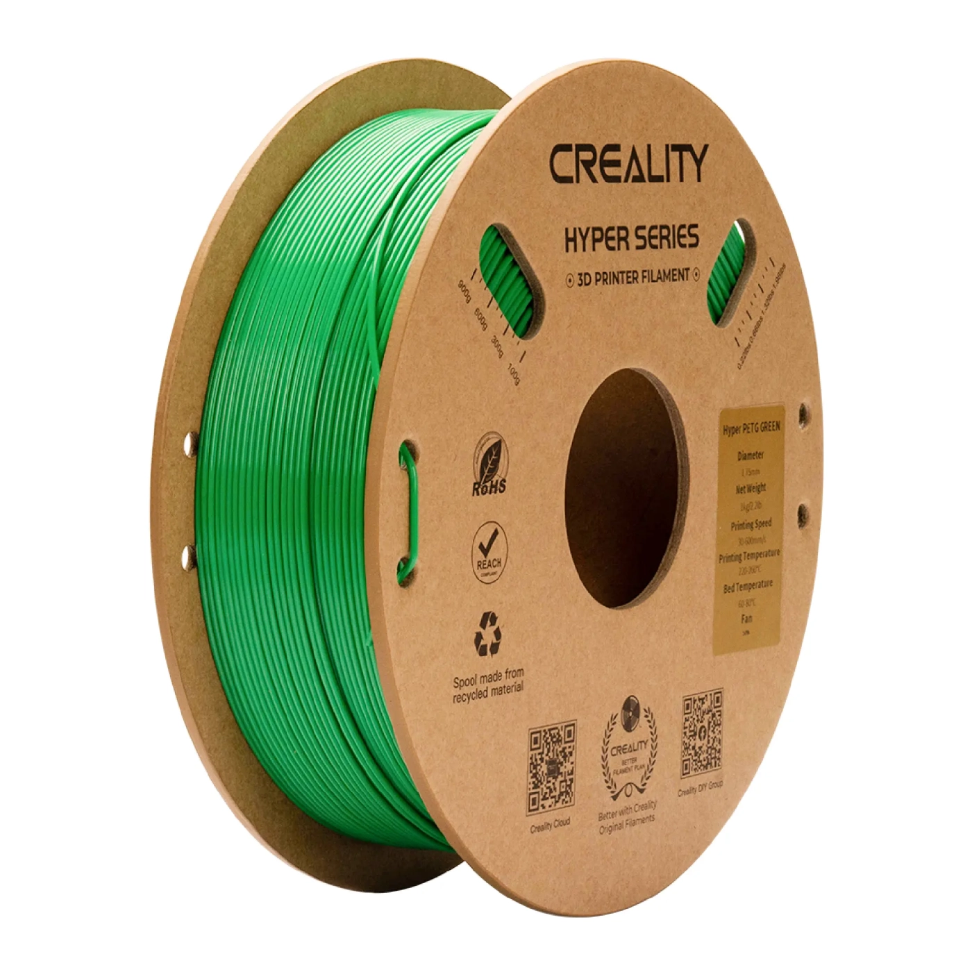 Купити Hyper PETG Filament (пластик) для 3D принтера CREALITY 1кг, 1.75мм, зелений (3301030069) - фото 1