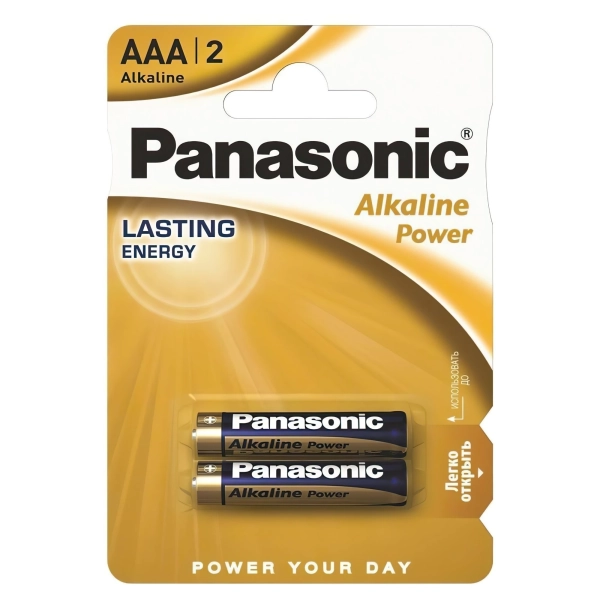 Купить Батарейка Panasonic ALKALINE POWER ALKALINE AAA 2 шт. (LR03REB/2BP) - фото 1