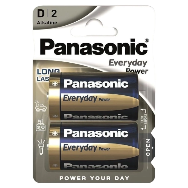 Купить Батарейка Panasonic EVERYDAY POWER ALKALINE D(LR20) 2 шт. (LR20REE/2B) - фото 1