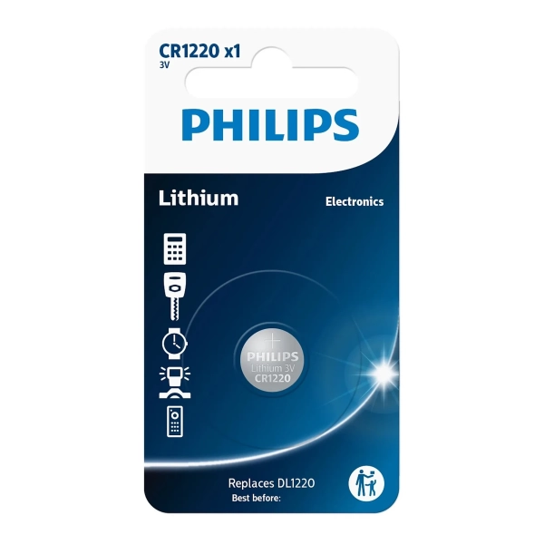 Купити Батарейка Philips CR1220 Lithium 1 шт. (CR1220/00B) - фото 1