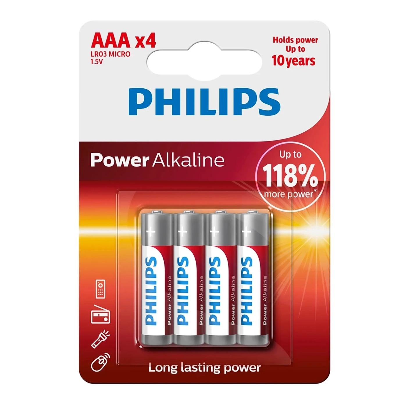 Купить Батарейка Philips Power Alkaline AAA 4 шт (LR03P4B/10) - фото 1