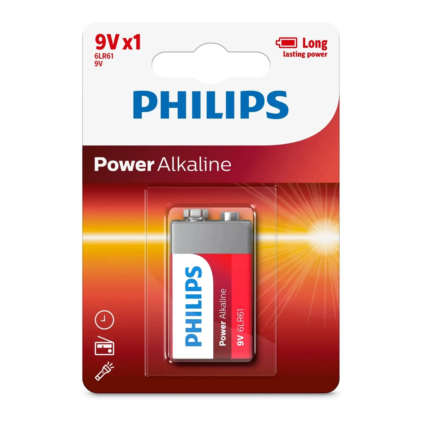 Купити Батарейка Philips Power Alkaline 6LR61 (6LF22, MN1604, MX1604, Крона) 1 шт (6LR61P1B/10) - фото 1