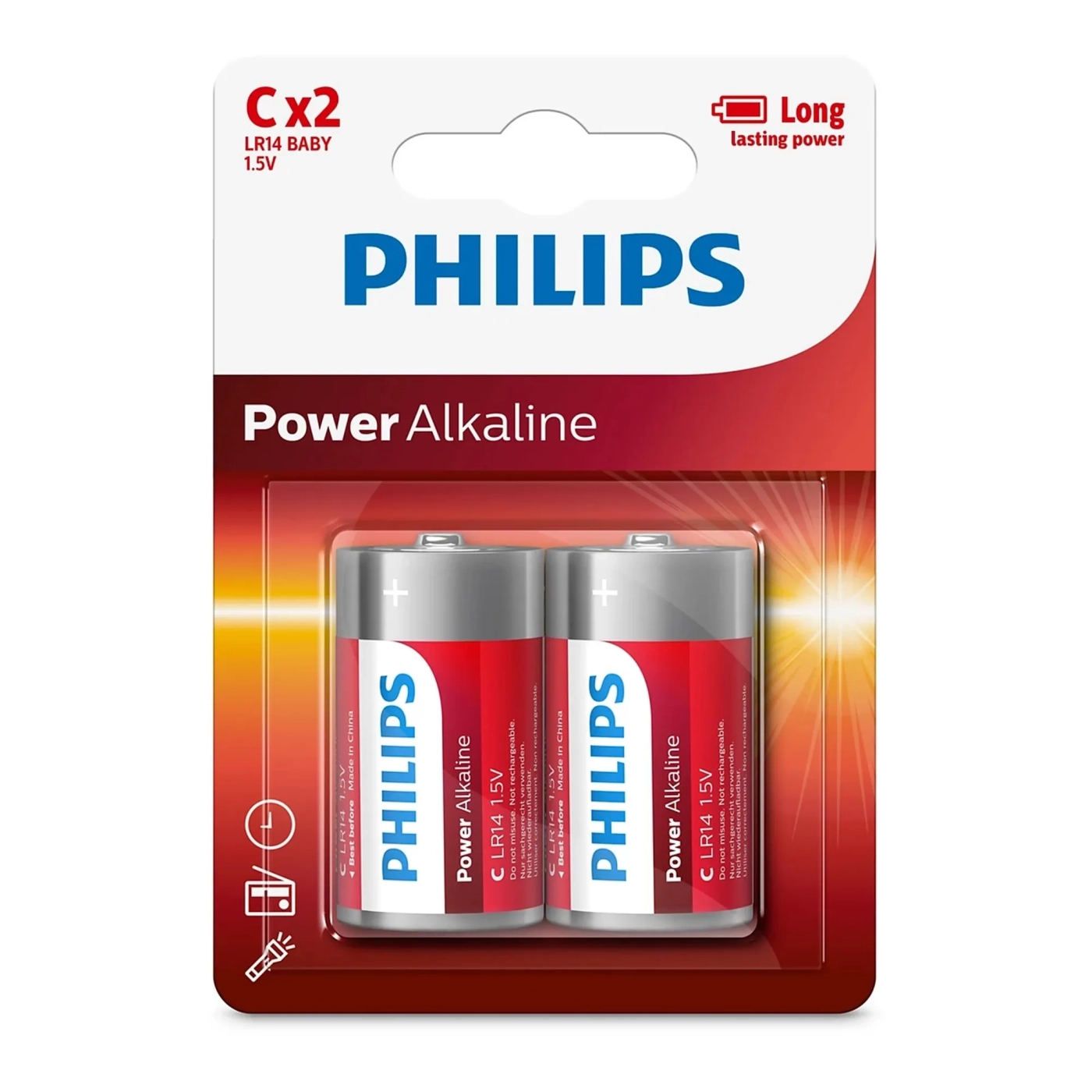 Купить Батарейка Philips Power Alkaline C (LR14) 2 шт (LR14P2B/10) - фото 1